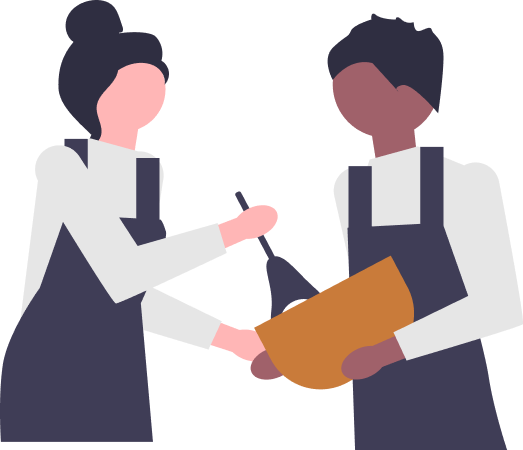 Illustration de deux personnes cuisinant ensemble